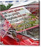Old Car With 3d Text Boxes Acrylic Print