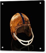 Old Football Helmet On Black Background Acrylic Print