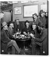 Old Men Playing Cards Acrylic Print