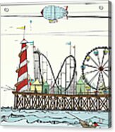 Old Pier With Fairground Attractions Acrylic Print