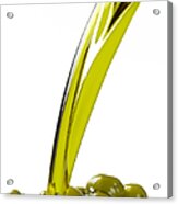 Olive Oil Pouring Over Green Olives Acrylic Print