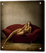 On The Red Sofa: Masha Acrylic Print