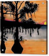 Orange Cypress Sunset Acrylic Print