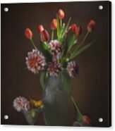 Orange Tulips And Dahlia Acrylic Print