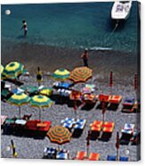 Overhead Of Unmbrellas, Deck Chairs At Acrylic Print