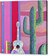 Painted Guitar, Chair & Wall In Cancun Acrylic Print