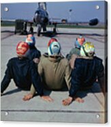 Painted Helmets Of Jet Pilots Acrylic Print