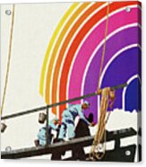 Painters On A Scaffold Painting A Rainbow Acrylic Print