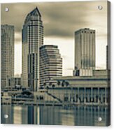 Panoramic Tampa Bay Florida Skyline In Sepia Acrylic Print