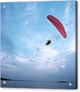 Paragliding Above The Lake Acrylic Print