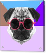 Party Pug In Pink Glasses Acrylic Print