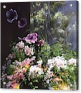 Flowers And Mural - Peaceful Abundance Acrylic Print