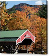 Peak Fall Colors Over The Jackson Covered Bridge Acrylic Print