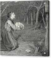 Peasant Woman Kneels At Forest Shrine Acrylic Print