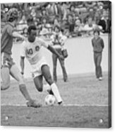 Pele And Neil Cohen During Soccer Game Acrylic Print