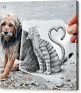 Pencil Vs Camera 58 - Loving Cat Acrylic Print