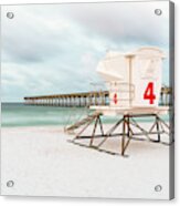 Pensacola Beach Pier And Lifeguard Tower 4 Photo Acrylic Print