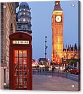 Picture Of A Red Phone Booth With Big Acrylic Print