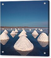 Piles Of Salt Dry In The Arid Acrylic Print
