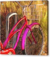 Pink Beach Bike Painting Acrylic Print