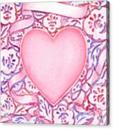 Pink Heart And Lace Acrylic Print