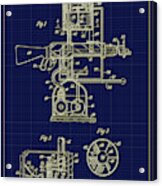 Pneumatically Actuated Machine Gun Patent Drawing Acrylic Print