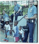 Police With Small Boys Acrylic Print