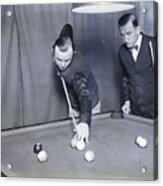 Pool Player Looks On While Shoots Acrylic Print