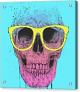 Pop Art Skull With Glasses Acrylic Print