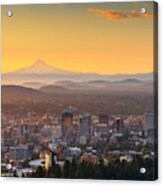 Portland, Oregon, Usa Skyline At Dawn Acrylic Print