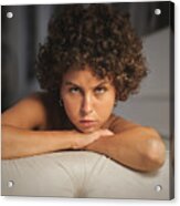 Portrait Of Young Woman On Sofa Acrylic Print