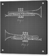 Pp1140-black Grid York Trumpet 1939 Patent Poster Acrylic Print