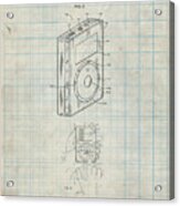 Pp124- Antique Grid Parchment Ipod Click Wheel Patent Poster Acrylic Print