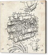 Pp14-vintage Parchment Jet Engine Patent Poster Acrylic Print