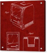 Pp176- Burgundy First Macintosh Computer Poster Acrylic Print