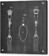 Pp258-chalkboard Antique Spoon And Fork Patent Poster Acrylic Print