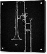 Pp261-vintage Black Slide Trombone Patent Poster Acrylic Print