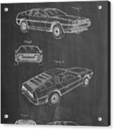 Pp354-chalkboard Delorean Patent Poster Acrylic Print
