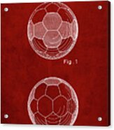 Pp62-burgundy Leather Soccer Ball Patent Poster Acrylic Print