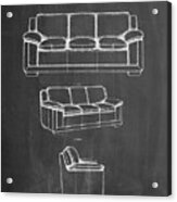 Pp671-chalkboard Couch Patent Poster Acrylic Print