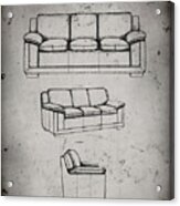 Pp671-faded Grey Couch Patent Poster Acrylic Print