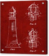 Pp941-burgundy Lighthouse Patent Poster Acrylic Print