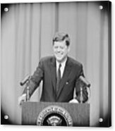 President Kennedy Smiling At Press Acrylic Print