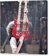 Profile Portrait Of Jimmy Page On Stage At Arms Charity Concerts Acrylic Print
