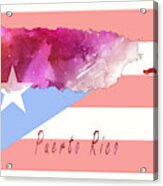 Puerto Rico Watercolor Map Style 1 Acrylic Print