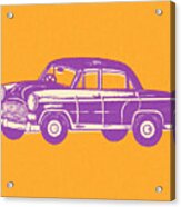 Purple Car On An Orange Background Acrylic Print