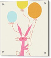 Rabbit Carrying Three Balloons Acrylic Print