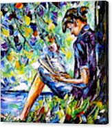 Reading By The River Acrylic Print