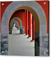 Red Arches Inside The Forbidden City, Beijing, China Acrylic Print