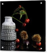 Red Berry Fruits On A White Modern Vase Creating A Beautiful Abs Acrylic Print